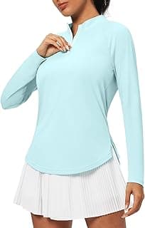 Long Sleeve Workout Tops for Women Golf Shirt UPF 50+ Swim Shirts for Woman UV Sun Protection Quarter Zip Pullover