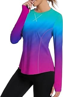 Women UPF 50+ UV Shirts Long Sleeve with Thumb Holes Workout Sun Shirt Quick Dry Athletic Hiking Running Tops