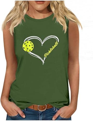 Women's Sleeveless Graphic Workout Pickleball Top