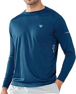 Men's Sun Protection Shirts UPF 50+ Long Sleeve Swim Rash Guard Shirt Running Workout Athletic Hiking UV Fishing