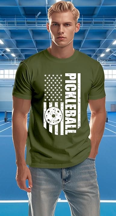 Qskall American Flag Pickleball T-Shirt – 4th of July