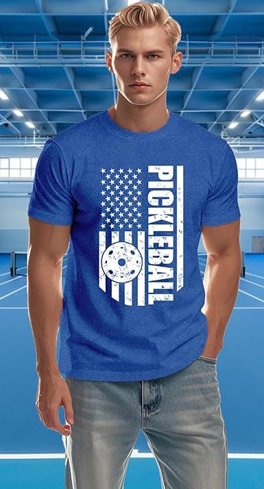 Qskall Pickleball Shirts for Men – American Flag T-Shirt