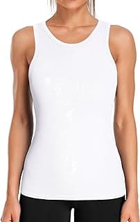 Workout Tank Tops for Women Seamless Full Length Gym Tops Athletic Yoga Top Built in Bra