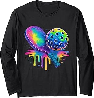 Dripping Pickleball Tie Dye Splash Paddleball Lover Sports Long Sleeve T-Shirt