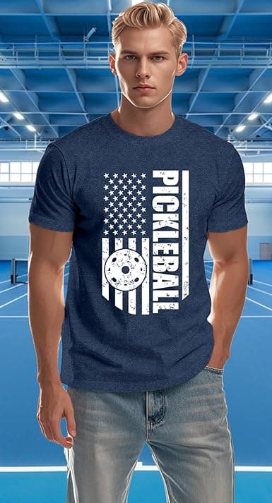 Qskall American Flag Pickleball – 4th of July Tee