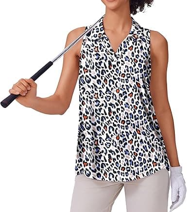 Women's UPF 50+ Quick Dry Tennis Polo V-Neck Racerback Athletic Tank