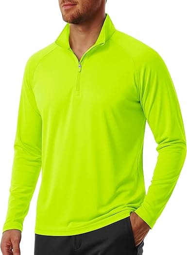 Men's Long Sleeve Sun Shirts UPF 50+ 1/4 Zip Up Fishing Running Shirt