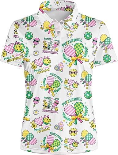 Women's Funny Polo Shirt – Pickleball Golf Tennis Print