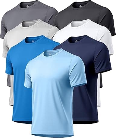 ZITY 7 Pack T-Shirts for Men Rashguard Swim Shirt UPF 50+ Athletic Workout Tee Shirt Sun Protection Fast Dry Moisture Wicking
