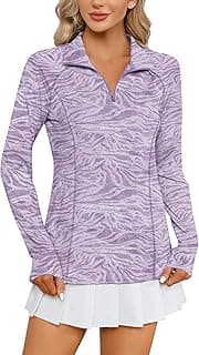 Women Long Sleeve Shirts Sun Protection 1/4 Zip Summer Quick Dry Hiking Shirts Quarter Zip Pullover for Women