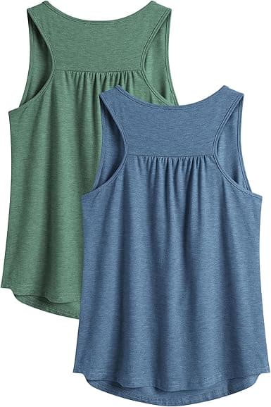 PINSPARK Workout Tops for Women Racerback Tank Tops Sleeveless Athletic Running Shirts Lightweight Yoga Gym Tank,2 Pack S-3XL